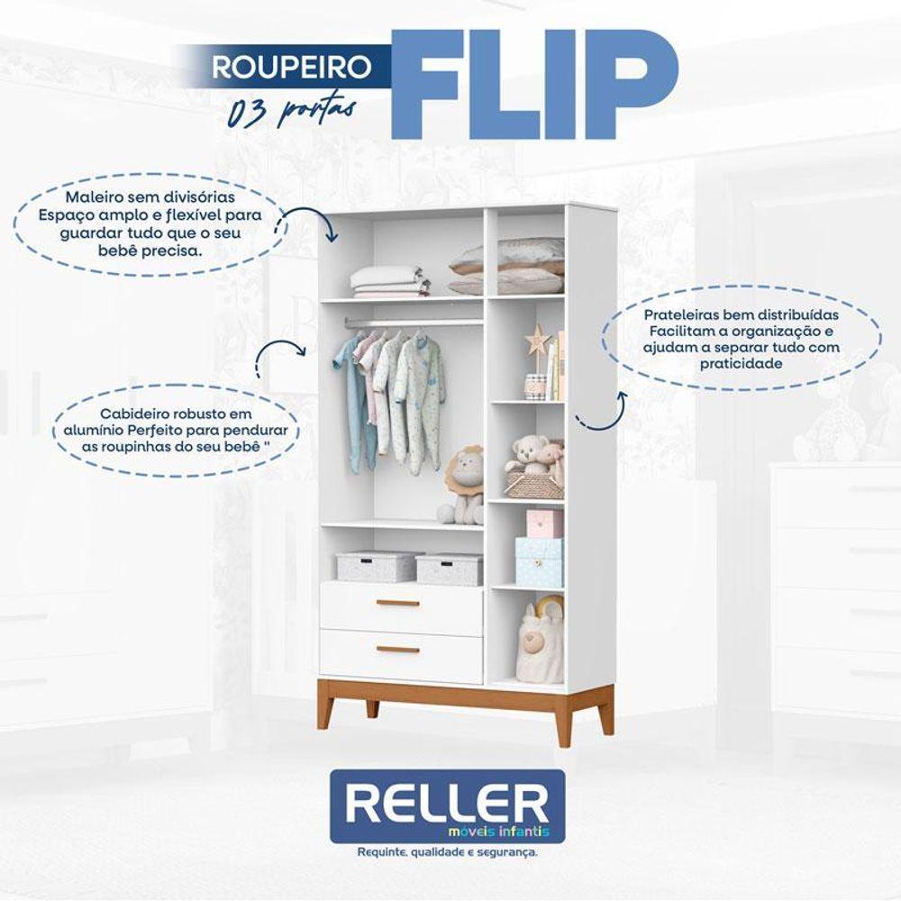 Quarto De Bebê Flip Com Cômoda Gaveteiro Branco Acetinado Com Colchão - Reller - 4