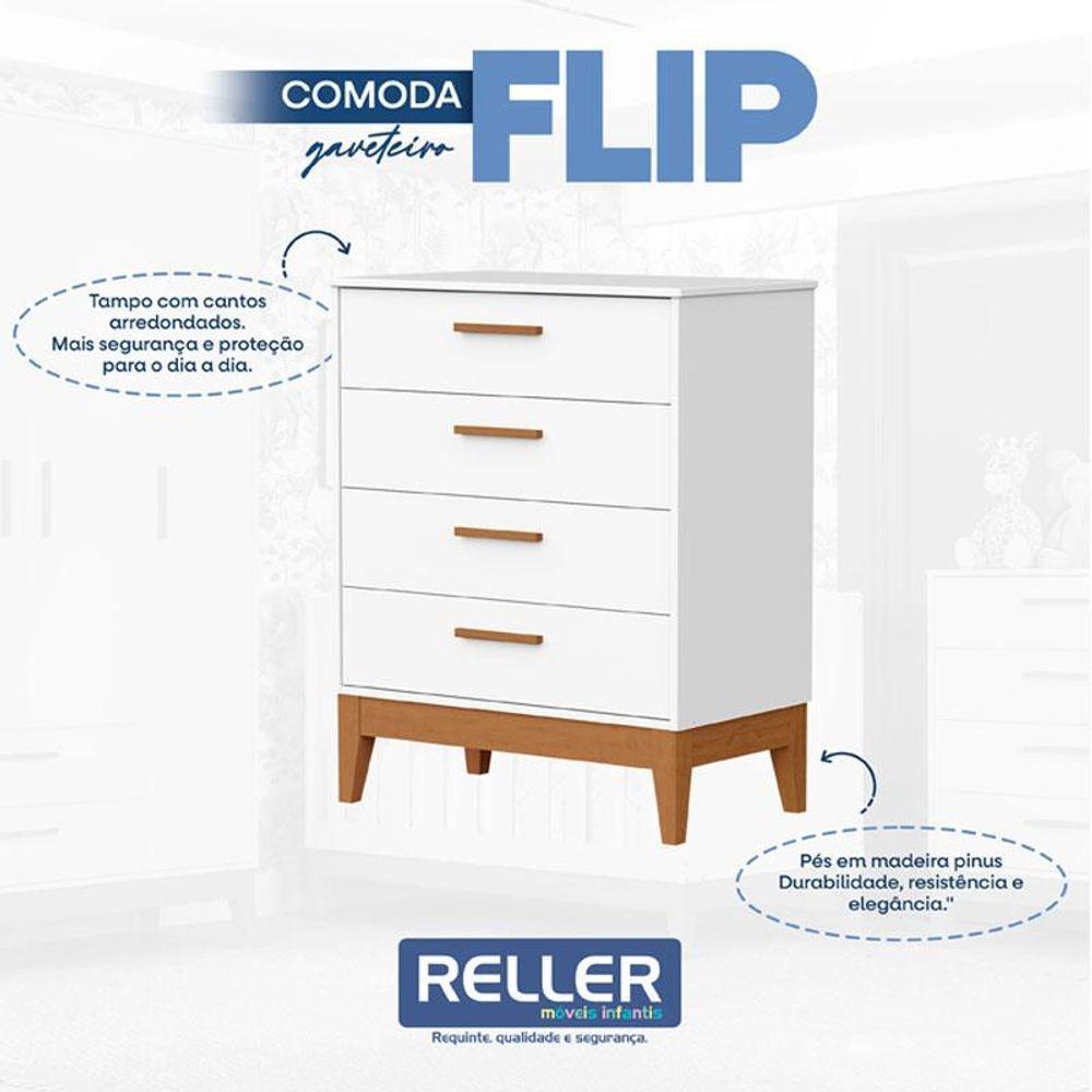 Quarto De Bebê Flip Com Cômoda Gaveteiro Branco Acetinado Com Colchão - Reller - 6