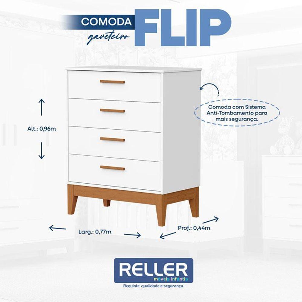 Quarto De Bebê Flip Com Cômoda Gaveteiro Branco Acetinado Com Colchão - Reller - 7