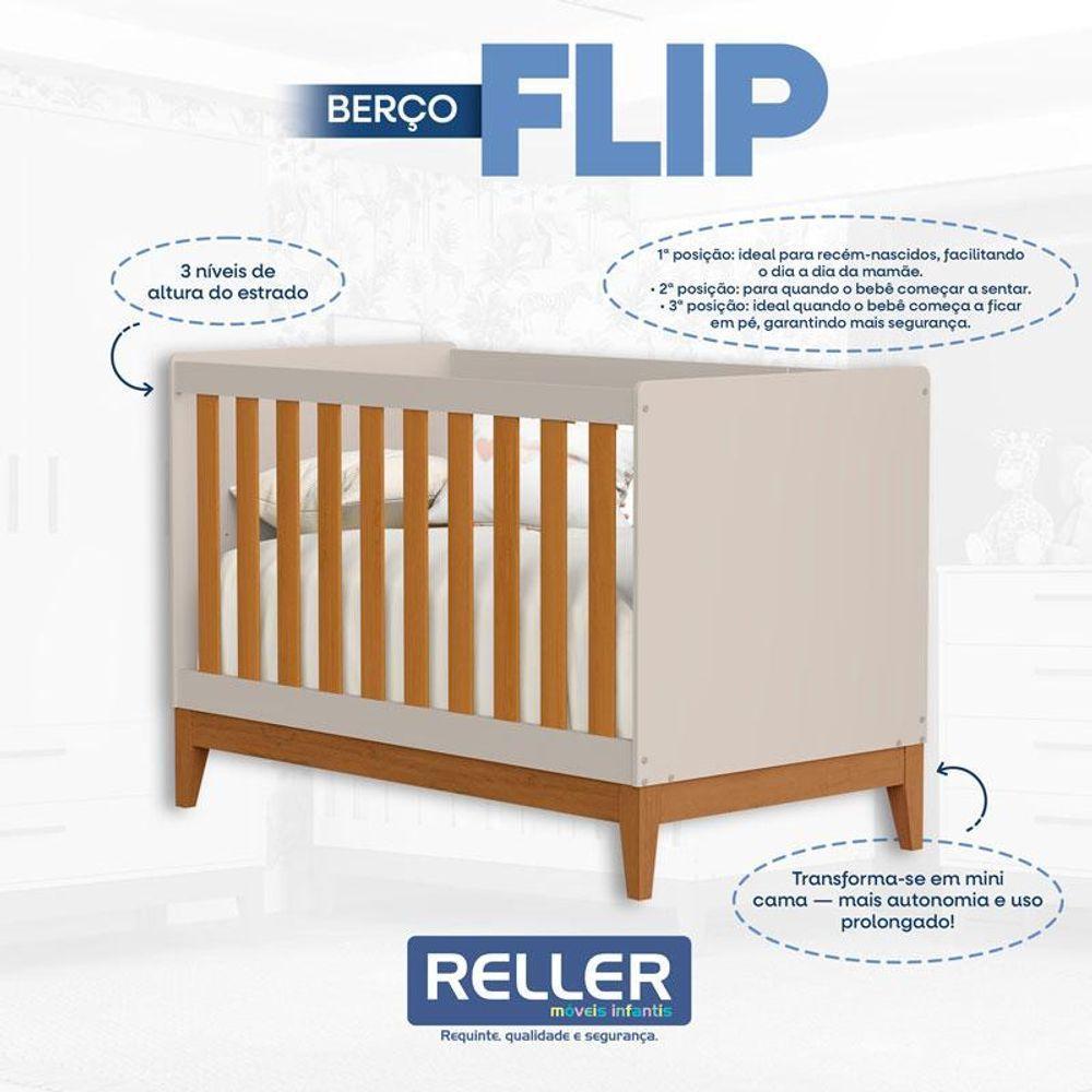 Quarto De Bebê Flip Com Cômoda Gaveteiro Areia Acetinado Savana Com Colchão Gazin - Reller - 10