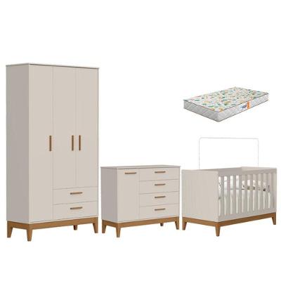 Quarto De Bebê Flip Areia Acetinado Com Colchão Gazin - Reller