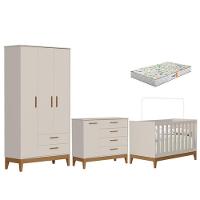 Quarto De Bebê Flip Areia Acetinado Com Colchão Gazin - Reller - 1