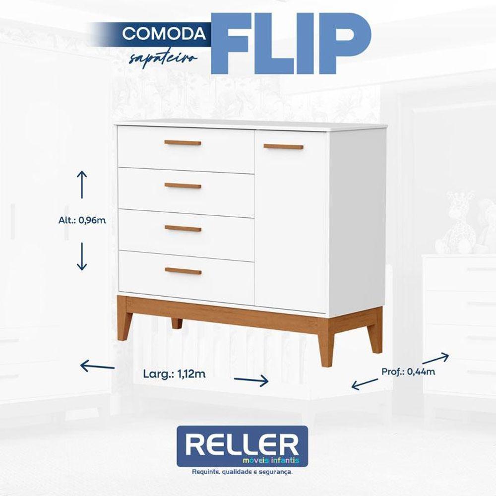Quarto De Bebê Flip Branco Acetinado Com Colchão Ortobom - Reller - 6
