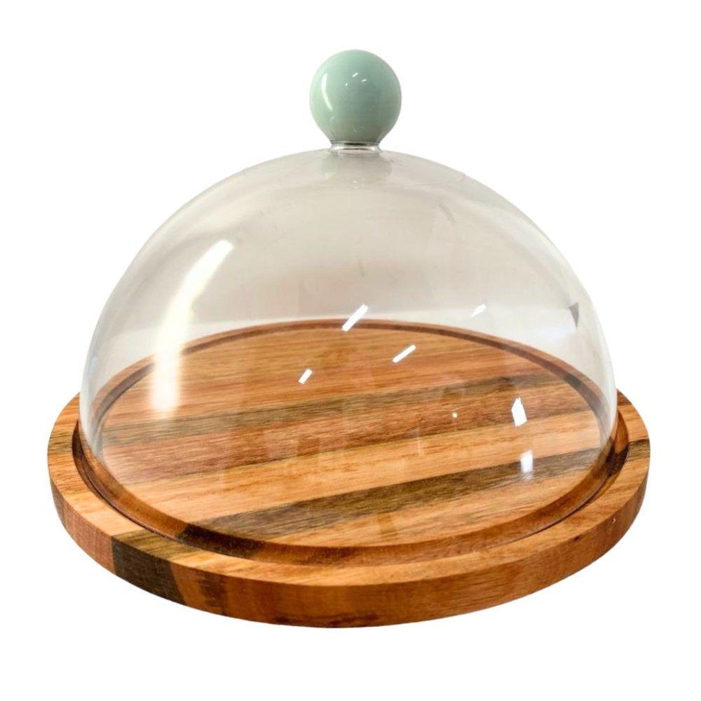 Boleira De Madeira Com Tampa E Pegador Verde 28 Cm Utily Domama - 1