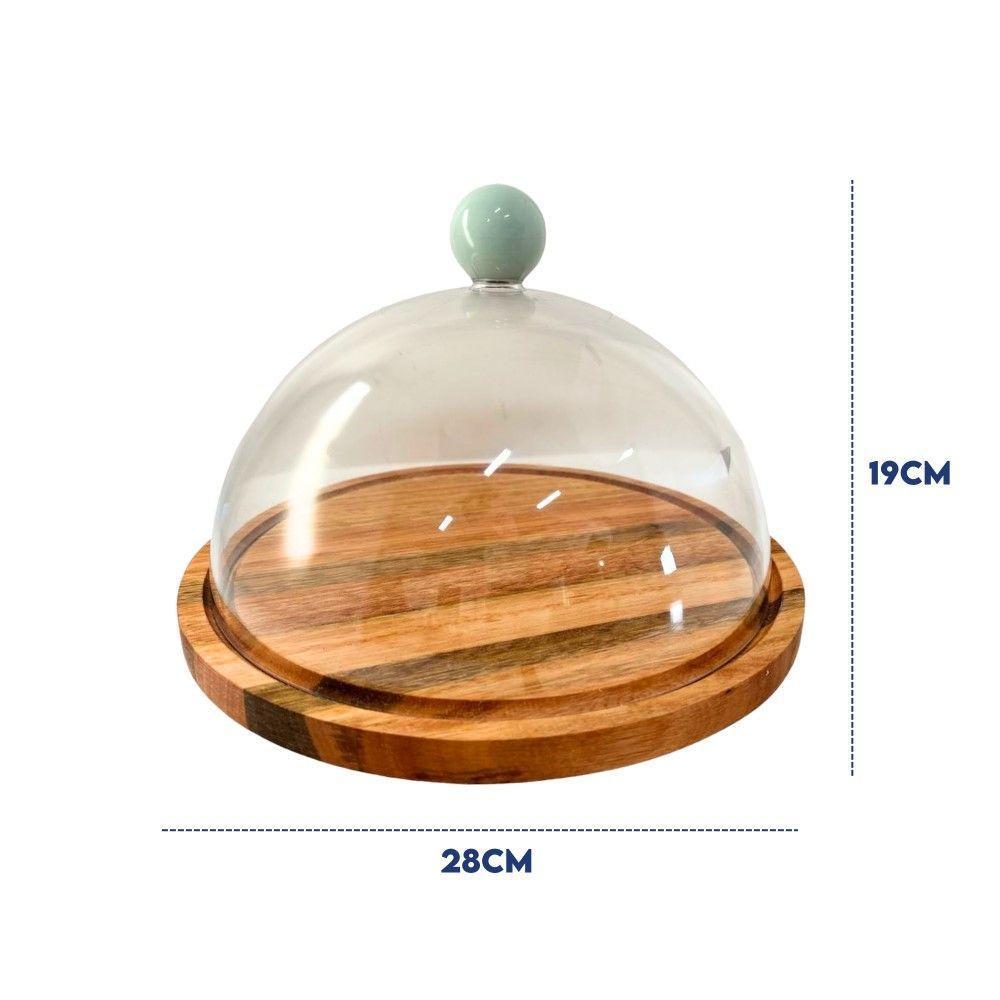 Boleira De Madeira Com Tampa E Pegador Verde 28 Cm Utily Domama - 3