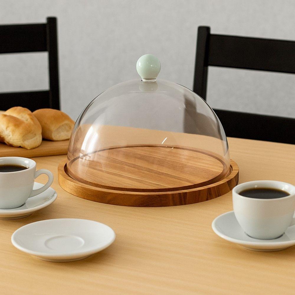 Boleira De Madeira Com Tampa E Pegador Verde 28 Cm Utily Domama - 4