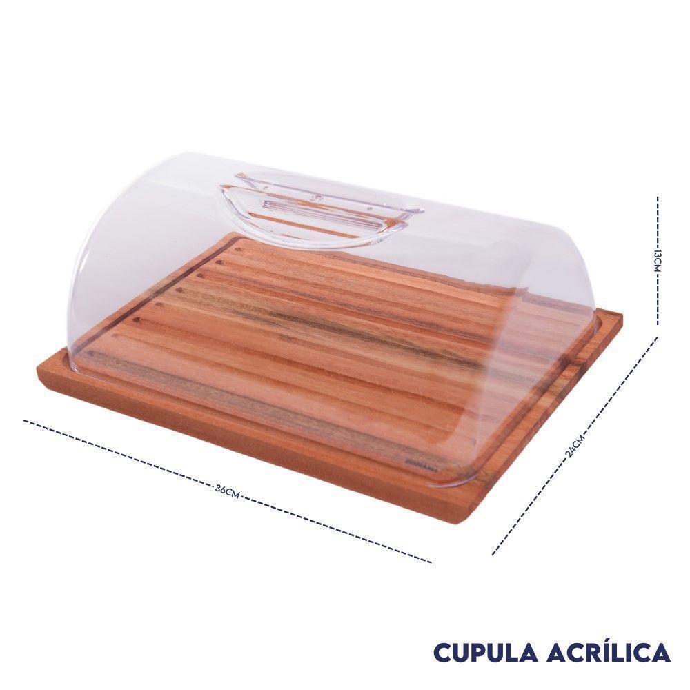 Porta Pão Migalheira Com Tampa 36 X 24 X 13 Cm Madeira Essence Domama - 2