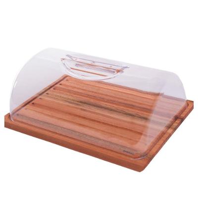 Porta Pão Migalheira Essence para Pães Madeira e Acrílico com Tampa Transparente Domama