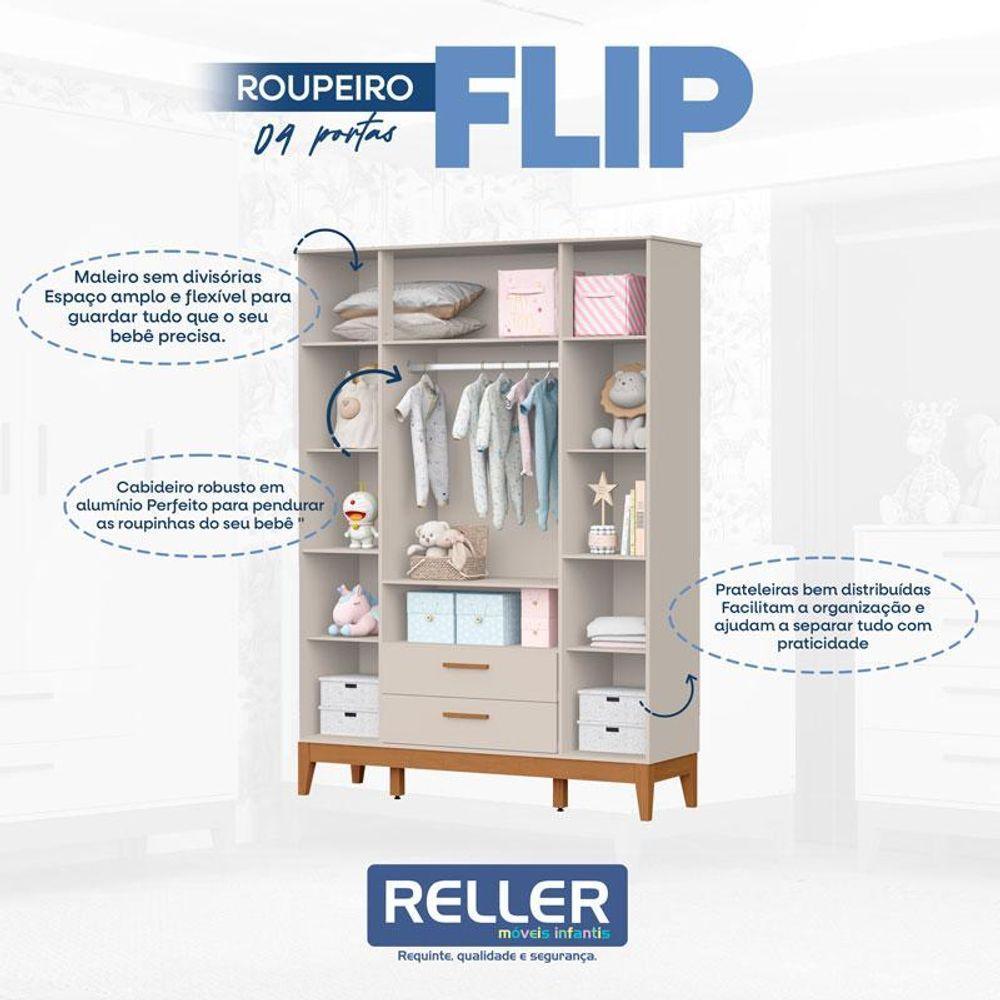 Quarto De Bebê Flip Com Cômoda Sapateira Areia Acetinado Com Colchão Ortobom - Reller - 4