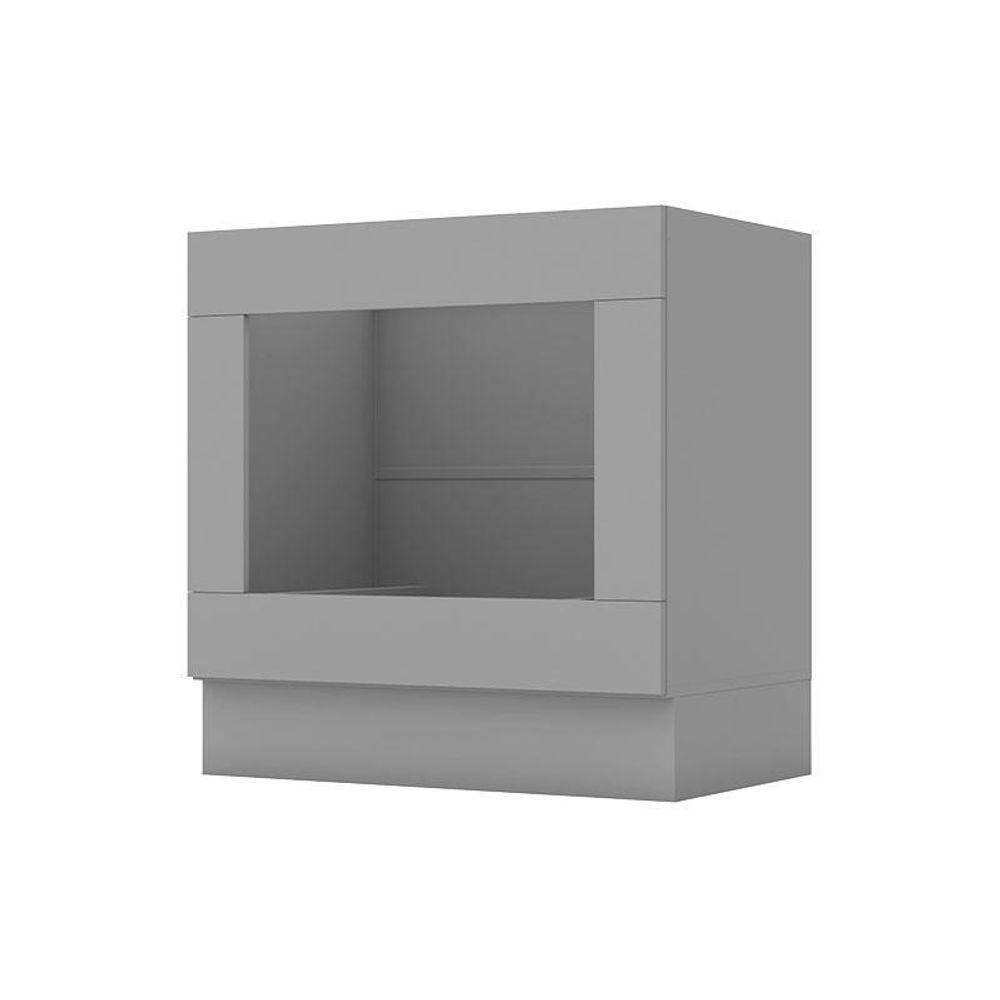 Armário Aéreo 2 Portas De Vidro Com Balcão Forno De Embutir 80cm Americana Cinza - Henn - 3