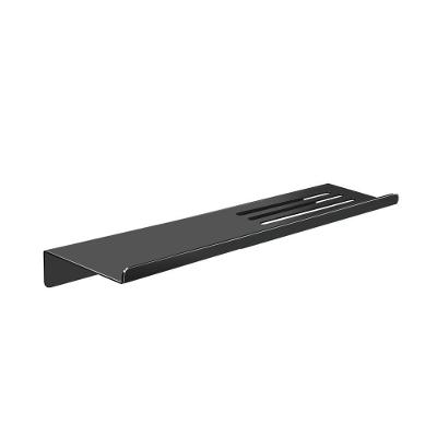 Prateleira Suporte Reto Para Banheiro Preto Fosco Grega Aço Inox 30cm