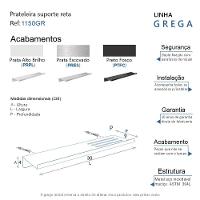 Prateleira Suporte Reto Para Banheiro Preto Fosco Grega Aço Inox 30cm - 3