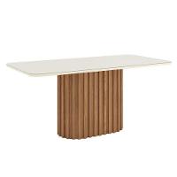 Mesa De Jantar Solana 180 Cm Canto Arredondado Com Vidro Nature Off White - Henn - 1