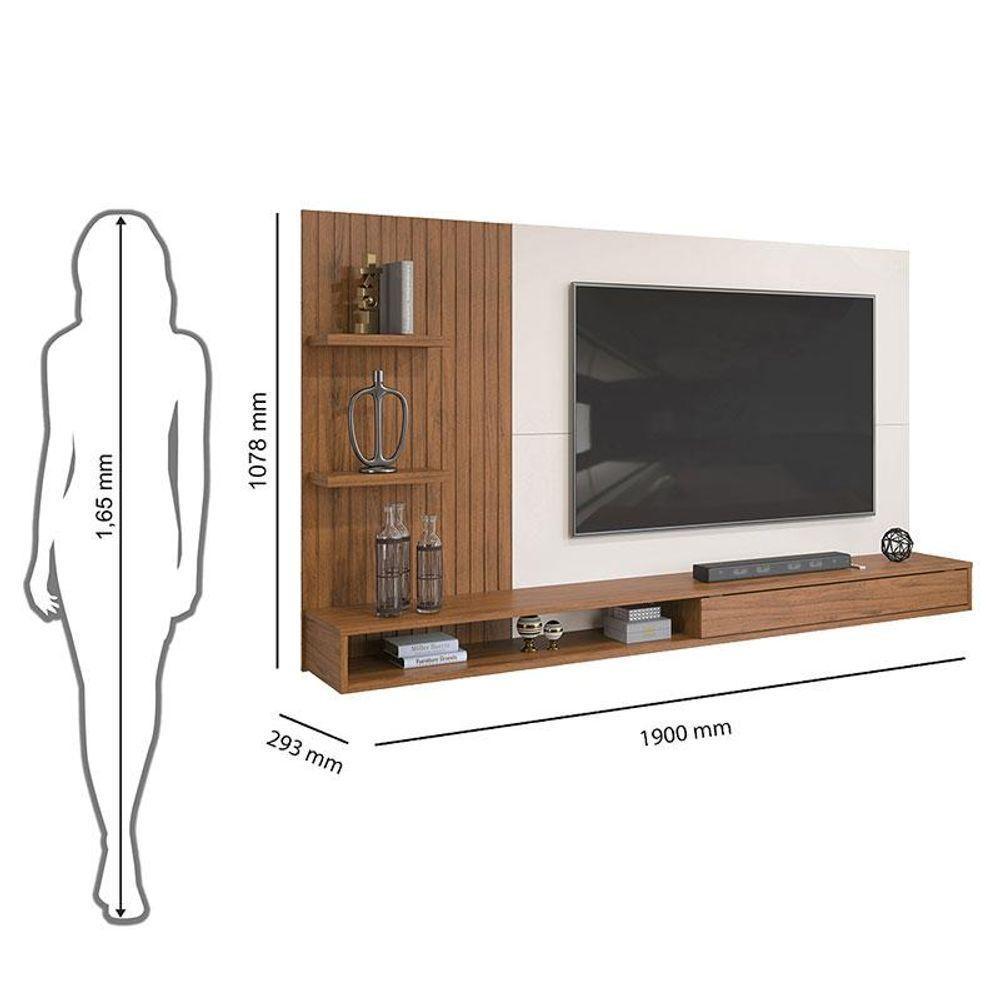 Painel Para Tv Bento Freijó Off White Com Aparador Suri E Mesa De Centro Suri Off White - Dj Móveis - 4