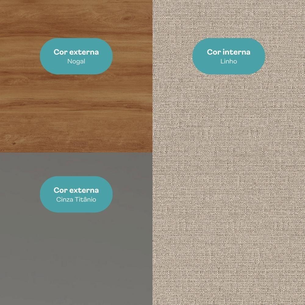 Armário De Cozinha Completa C Balcão Milla Bee Carraro Nogal Cinza Titânio - 10