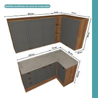 Armário De Cozinha Completa C Balcão Milla Bee Carraro Nogal Cinza Titânio - 6