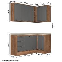 Armário De Cozinha Completa C Balcão Milla Bee Carraro Nogal Cinza Titânio - 7