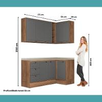 Armário De Cozinha Completa C Balcão Milla Bee Carraro Nogal Cinza Titânio - 8