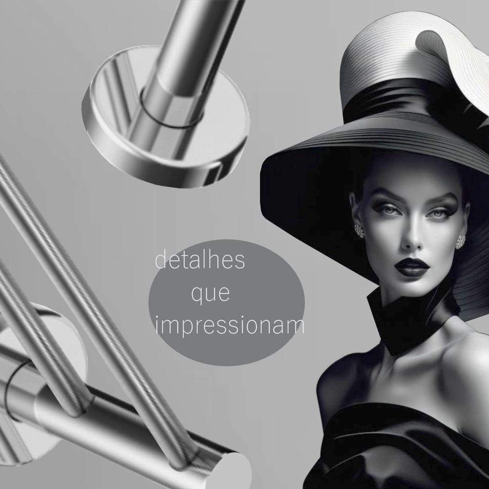 Porta Toalha Toalheiro Duplo Para Banheiro Escovado Atenas 65cm - 2