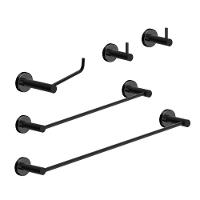Kit De Acessórios Para Banheiro Preto Fosco 5 Peças Grego Metal 2070at - 1