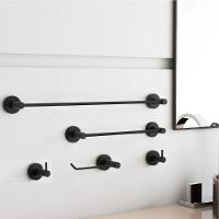 Kit De Acessórios Para Banheiro Preto Fosco 5 Peças Grego Metal 2070at