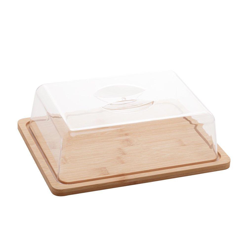 Kit Queijeira + Manteigueira + Porta Frios De Bambu Com Tampa Em Plástico Lyor - 3