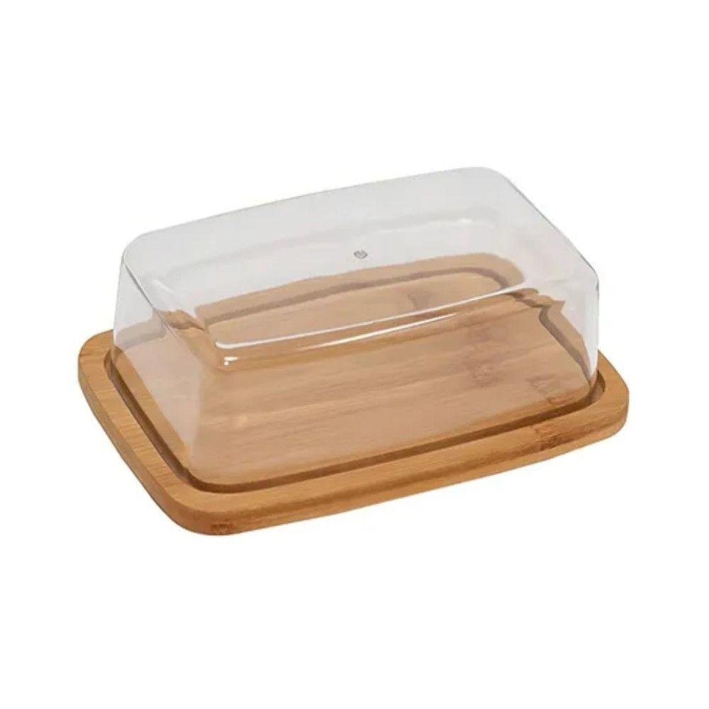 Kit Queijeira + Manteigueira + Porta Frios De Bambu Com Tampa Em Plástico Lyor - 4