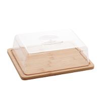 Kit Queijeira + Manteigueira + Porta Frios De Bambu Com Tampa Em Plástico Lyor - 3