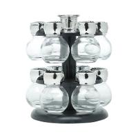 Conjunto Porta Temperos 13 Peças Em Vidro Com Tampa Plástica E Base Giratória Poli Preta Wolff - 1