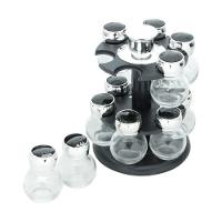 Conjunto Porta Temperos 13 Peças Em Vidro Com Tampa Plástica E Base Giratória Poli Preta Wolff - 2