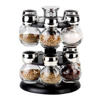 Conjunto Porta Temperos 13 Peças Em Vidro Com Tampa Plástica E Base Giratória Poli Preta Wolff - 3