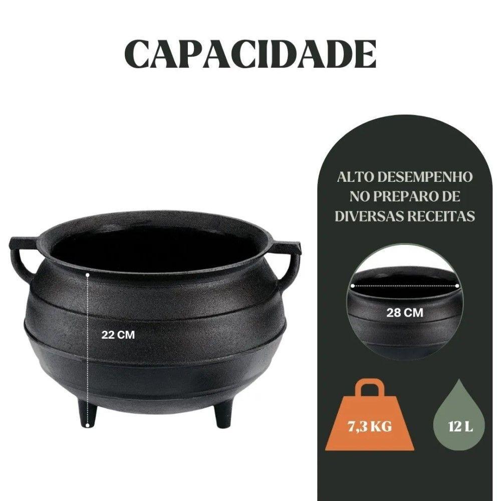 Caldeirão Tripé 28 Cm 12 L Em Ferro Fundido Panela Mineira - 2