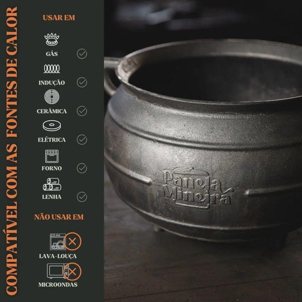 Caldeirão Tripé 28 Cm 12 L Em Ferro Fundido Panela Mineira - 4
