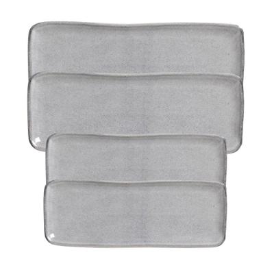 Conjunto 4 Travessas Retangulares Orgânico Dust em Cerâmica Stoneware Cinza Porto Brasil