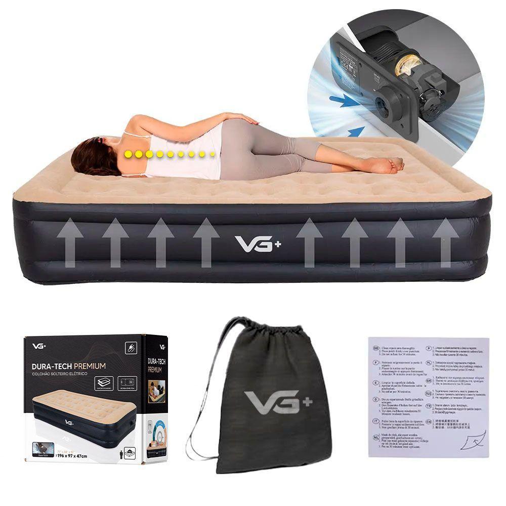 Colchão Inflável Solteiro Dura Tech Premium Resistente Com Bomba Elétrica Embutida Vg Plus 110v - 3