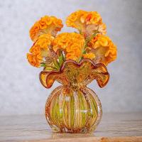 Vaso De Vidro Italy âmbar 11 X 11,5 Cm Lyor