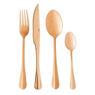 Faqueiro Positano Rosé 24 Peças Aço Inox Acabamento Rosê para Servir Rosê Lyor