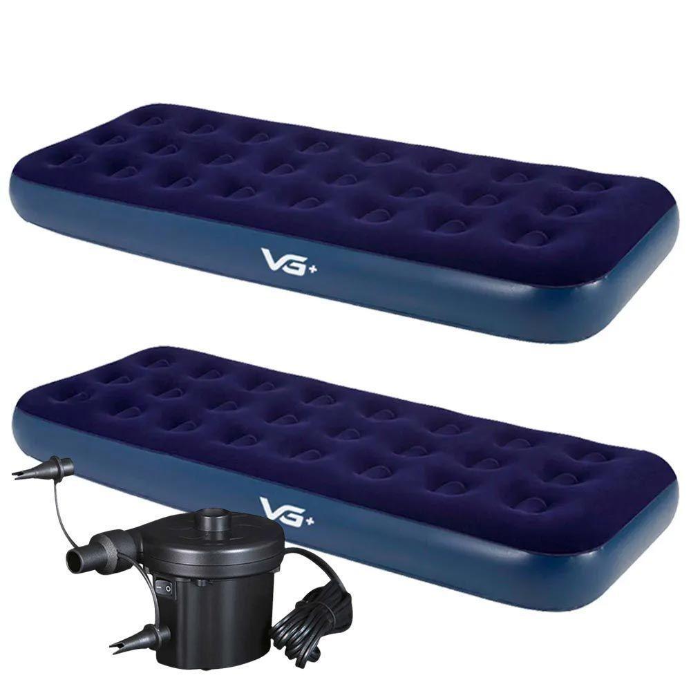 Kit 2 Colchões Infláveis Solteiro Flocked Comfort Com Bomba Elétrica Vg Plus 220v - 1