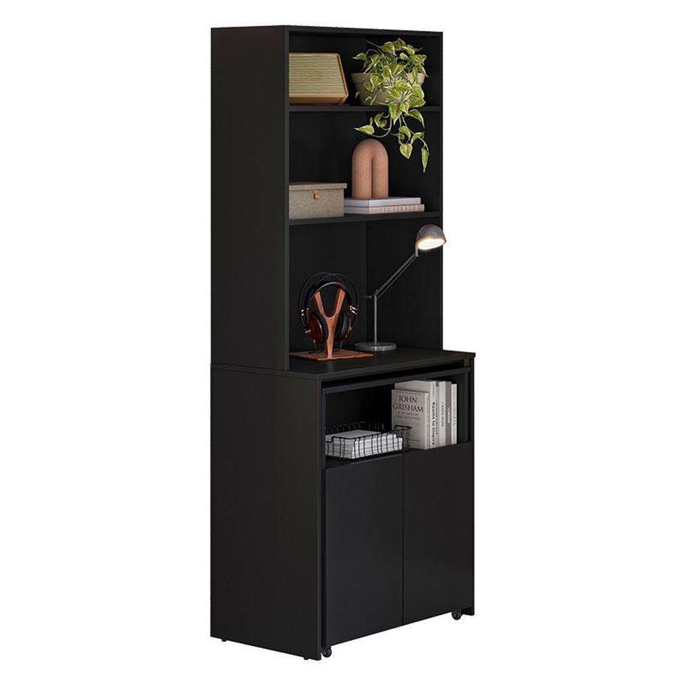 Armário Multifuncional Com Escrivaninha Retrátil Duo Preto - Kits Paraná - 2