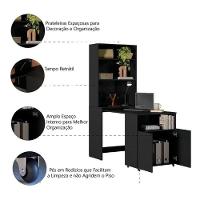 Armário Multifuncional Com Escrivaninha Retrátil Duo Preto - Kits Paraná - 3