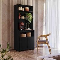 Armário Multifuncional Com Escrivaninha Retrátil Duo Preto - Kits Paraná - 7