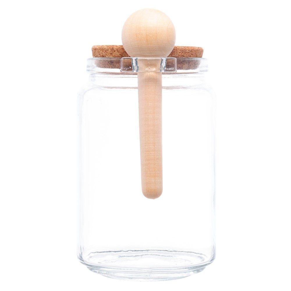 Kit 4 Porta Temperos Redondo 650 Ml Vidro Com Colher De Bambu E Tampa Rolha Lyor - 3