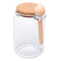 Kit 4 Porta Temperos Redondo 650 Ml Vidro Com Colher De Bambu E Tampa Rolha Lyor - 2