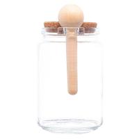 Kit 4 Porta Temperos Redondo 650 Ml Vidro Com Colher De Bambu E Tampa Rolha Lyor - 3