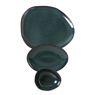 Jogo De Pratos Oval 18 Peças Orgânico Oceano Porto Brasil