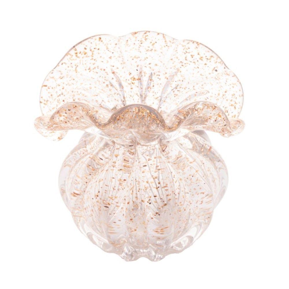 Vaso De Vidro Italy Dourado 13,5 X 14 Cm Lyor - 1