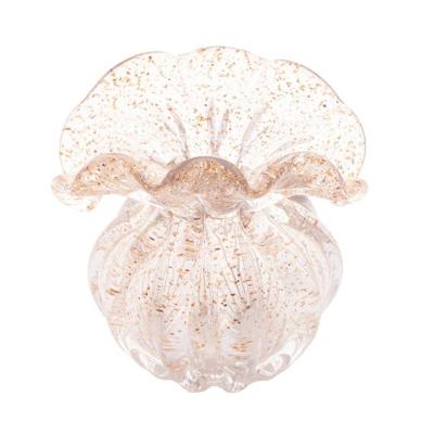 Vaso de Vidro Italy Cilíndrico 13,5x14cm Decorativo Dourado Lyor