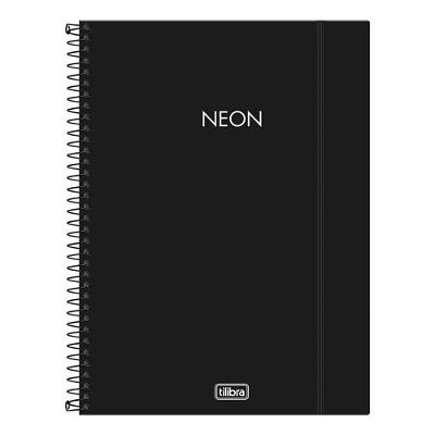 Caderno Espiral Universitário Neon 10 Matérias Preto - Tilibra
