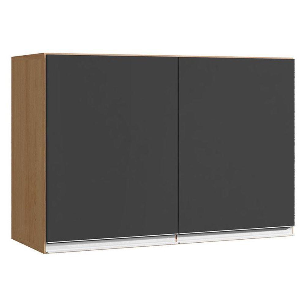 Armário Aéreo Para Cozinha Andréia 2 Portas 80 Cm Amendoa Preto - Ajl - 1