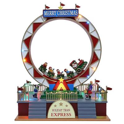 Enfeite Roda Gigante Natalino Natal Papai Noel Led Cenario Musical Movimento Trem Decoraçao Festa Fim De Ano Celebraçao
